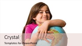  Presentation with pupil - Presentation theme consisting of world shoulders - cute pupil smiling holding globe background and a lemonade colored foreground