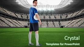  Presentation with football blue - Cool new slide set with world shoulders - handsome football player in blue backdrop and a  colored foreground