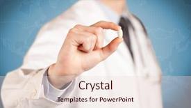  Presentation with medical pill medicine white blue - Cool new PPT layouts with world shoulders - male doctor in white coat backdrop and a lemonade colored foreground