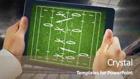  Presentation with tactics - PPT layouts having world shoulders - man using tablet pc background and a  colored foreground