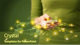  Presentation with social media network - Slide deck with world social media network background and a tawny brown colored foreground