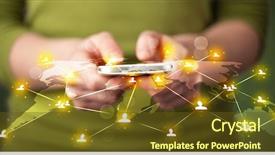  Presentation with woman world - Slide deck enhanced with world social media network background and a tawny brown colored foreground