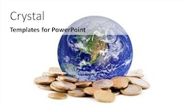  Presentation with earth - Audience pleasing presentation theme consisting of world-standing-on-money-earth backdrop and a white colored foreground