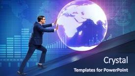  Presentation with earth - Cool new presentation with uphill struggle - businessman pushing earth in business backdrop and a ocean colored foreground