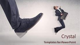  Presentation with workplace - PPT theme having small businessman deported from workplace by his boss background and a lemonade colored foreground