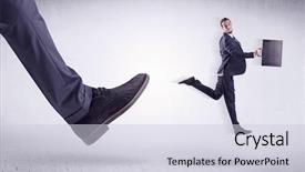  Presentation with black - Slide deck with liquid pressure - small young businessman kicked background and a lemonade colored foreground