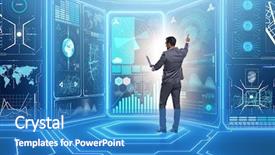  Presentation with data analysis - Slide set having world system analysis - businessman in big data management background and a teal colored foreground