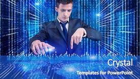  Presentation with data mining - Beautiful presentation design featuring world system analysis - data mining concept with businessman backdrop and a cobalt blue colored foreground