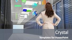  Presentation with data center - Audience pleasing theme consisting of world system analysis - digital composite of data center backdrop and a gray colored foreground