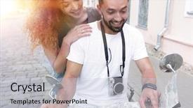  Presentation with together puzzle pieces beautiful - Presentation theme consisting of world time - scooter ride beautiful couple riding background and a lemonade colored foreground