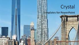  Presentation with brooklyn bridge - Presentation theme having world trade - brooklyn bridge with lower manhattan background and a light blue colored foreground