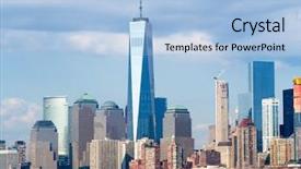  Presentation with world trade - Audience pleasing slides consisting of world trade - downtown new york city skyline backdrop and a light blue colored foreground