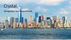  Presentation with new york - PPT layouts featuring world trade - high resolution panoramic view background and a light blue colored foreground