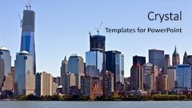  Presentation with world trade - Slides consisting of world trade - lower manhattan and new york background and a light blue colored foreground