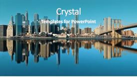  Presentation with brooklyn bridge - Theme consisting of world trade - manhattan financial district with skyscrapers background and a teal colored foreground