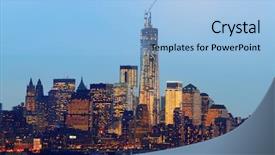  Presentation with new york city - Colorful PPT theme enhanced with synthetic fuels - plastic jerrycan isolated on white backdrop and a coral colored foreground