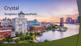  Presentation with brooklyn - Presentation design consisting of world trade - new york city east river background and a light blue colored foreground