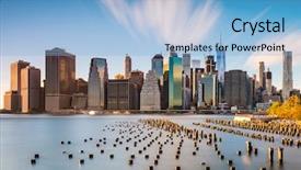  Presentation with taxi cabs new york city - Colorful PPT layouts enhanced with world trade - new york city skyline backdrop and a light blue colored foreground