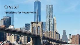  Presentation with brooklyn bridge - Amazing presentation theme having world trade center - brooklyn bridge with lower manhattan backdrop and a light blue colored foreground