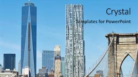  Presentation with world trade center - Presentation design having world trade center - brooklyn bridge with lower manhattan background and a light blue colored foreground
