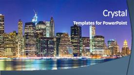  Presentation with taxi cabs new york city - Presentation theme consisting of world trade center - famous view of new york background and a ocean colored foreground