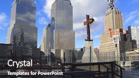  Presentation with new york - PPT theme featuring world trade center - ground zero in new york background and a dark gray colored foreground