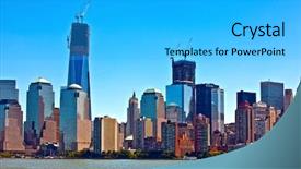  Presentation with world trade center - Cool new presentation theme with world trade center - lower manhattan and new york backdrop and a light gray colored foreground