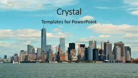  Presentation with world trade center - Theme with world trade center - manhattan downtown skyline with urban background and a light blue colored foreground