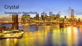  Presentation with world trade center - PPT theme consisting of world trade center - new york city skyline background and a light blue colored foreground