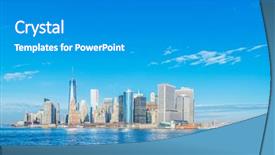  Presentation with manhattan - PPT layouts featuring world trade center - panorama of downtown manhattan background and a gray colored foreground