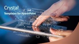  Presentation with maps - PPT layouts having world vision - female hands touching tablet background and a ocean colored foreground