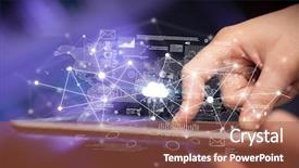  Presentation with maps - PPT layouts featuring world vision - female hands touching tablet background and a red colored foreground