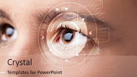  Presentation with cyber - Theme having world vision - modern cyber girl with technolgy background and a coral colored foreground