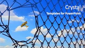  Presentation with airplane - PPT theme with world war aircraft - retro airplane in sky background and a  colored foreground