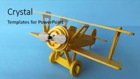  Presentation with world war - PPT layouts featuring world war aircraft - wooden biplane on blue background background and a light blue colored foreground