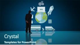  Presentation with blue - Amazing slide set having world wide delivery - businessman standing against blue background backdrop and a  colored foreground