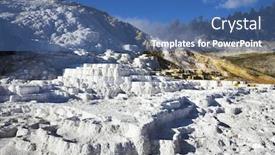 Presentation with yellowstone - Cool new presentation design with world-wide well-known calcareous formations travertin in yellowstone park backdrop and a ocean colored foreground