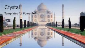  Presentation with taj mahal - PPT theme consisting of very nice small scale primitive watercolor on paper background and a mint green colored foreground