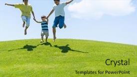  Presentation with children running - Amazing theme having world youth day - children running on the grass backdrop and a  colored foreground