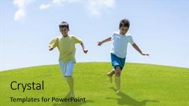  Presentation with happy kids - Slide set having world youth day - happy summer vacation for kids background and a  colored foreground