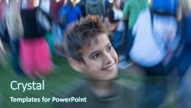  Presentation with crowd - Audience pleasing slide deck consisting of world youth day - kid standing in crowd backdrop and a ocean colored foreground