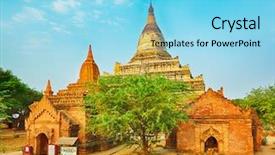  Presentation with myanmar bagan - Colorful theme enhanced with world zoning - buddhist pagoda shwesandaw in bagan backdrop and a light blue colored foreground