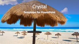  Presentation with mexico cancun - Beautiful presentation theme featuring world zoning - cancun delfines beach at hotel backdrop and a tawny brown colored foreground