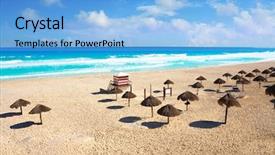  Presentation with mexico cancun - Cool new PPT theme with world zoning - cancun delfines beach at hotel backdrop and a light blue colored foreground