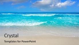  Presentation with mexico cancun - Audience pleasing slides consisting of world zoning - cancun delfines beach at hotel backdrop and a soft green colored foreground