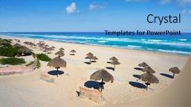  Presentation with mexico cancun - PPT layouts with world zoning - cancun delfines beach at hotel background and a light blue colored foreground