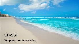  Presentation with mexico cancun - Slide deck with world zoning - cancun delfines beach at hotel background and a soft green colored foreground