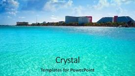  Presentation with mexico cancun - Presentation design consisting of world zoning - cancun playa linda beach background and a cyan colored foreground