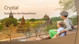 Presentation with myanmar bagan - Presentation having world zoning - mother and child are looking background and a lemonade colored foreground
