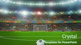  Presentation with soccer field - PPT theme having world zoning - soccer ball on the field background and a forest green colored foreground